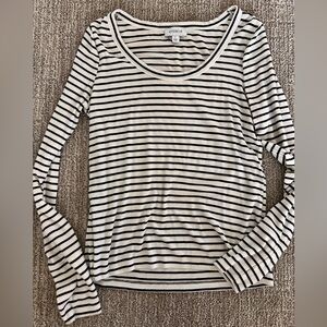Evereve Striped Black and White Top